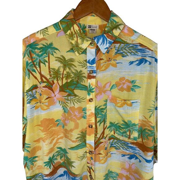 Billabong On Vacation Women's Shirt Woven Button Up Tropical Yellow Size Small - Picture 3 of 12